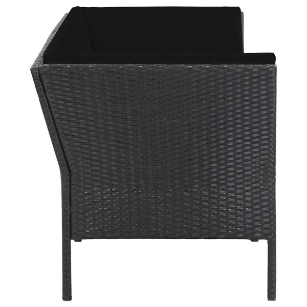 6-tlg. Garten-Lounge-Set mit Auflagen Poly Rattan Schwarz