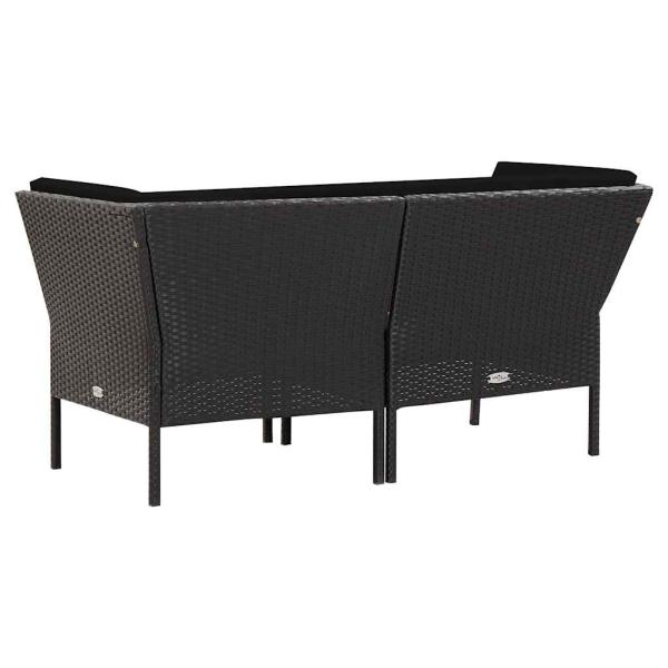 6-tlg. Garten-Lounge-Set mit Auflagen Poly Rattan Schwarz