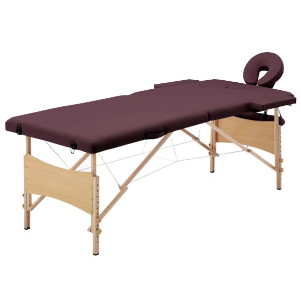 ARDEBO.de - Massageliege Klappbar 2-Zonen mit Holzgestell Bordeaux-Lila