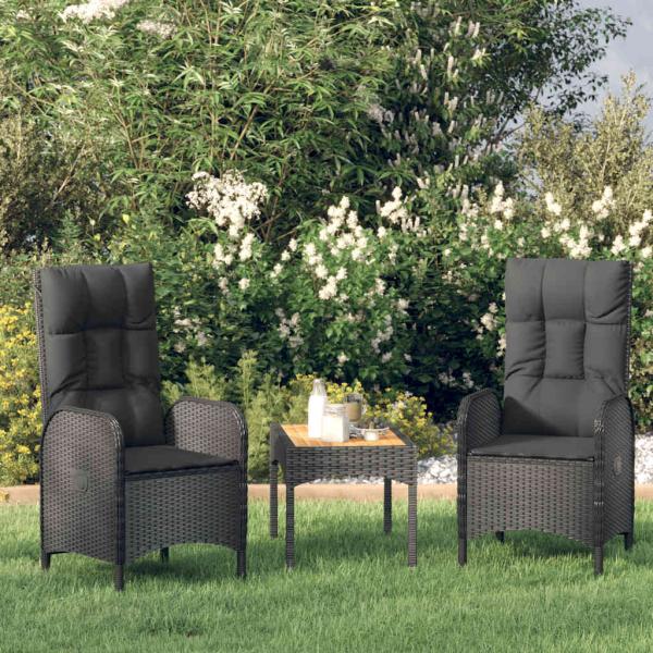 ARDEBO.de - Gartenstühle 2 Stk. Poly Rattan Schwarz