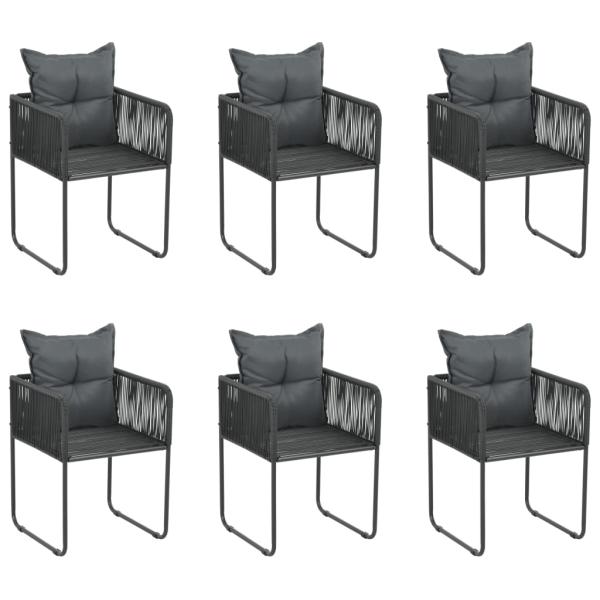 ARDEBO.de - Gartenstühle 6 Stk. mit Kissen Poly Rattan Schwarz