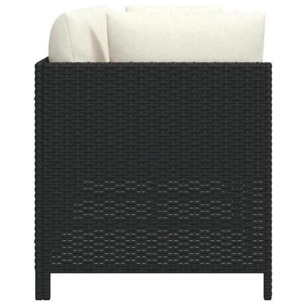4-Sitzer-Gartensofa mit Auflagen Schwarz Poly Rattan