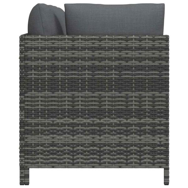 3-Sitzer-Gartensofa mit Kissen Grau Poly Rattan