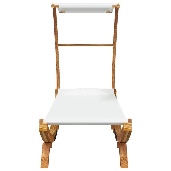 Sonnenliege mit Dach 100x190x134 cm Bugholz Massiv Creme