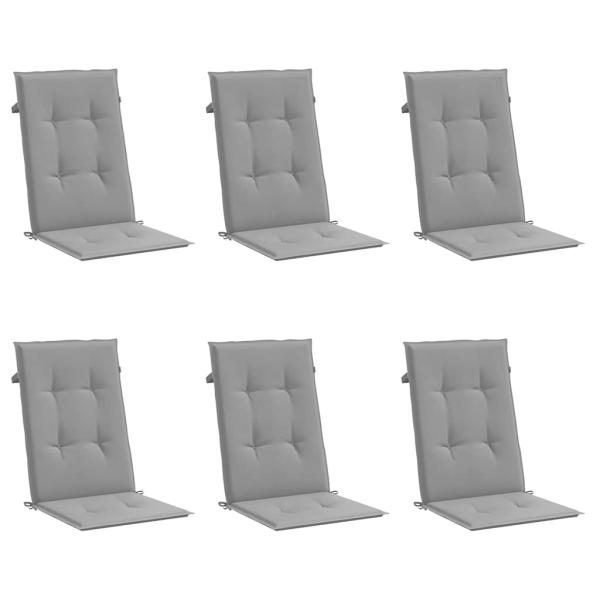 Gartenstuhlauflagen für Hochlehner 6 Stk. Grau 120x50x3cm Stoff