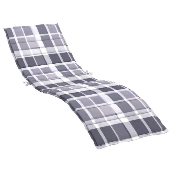 Sonnenliegen-Auflage Grau Karomuster 200x60x3 cm Oxford-Gewebe