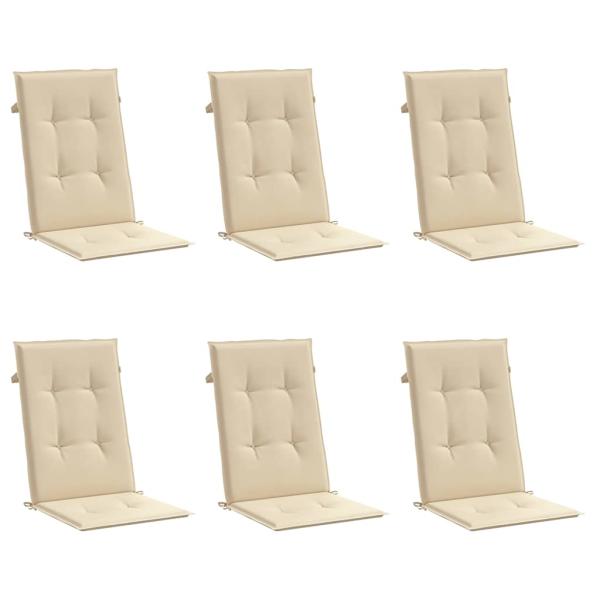 Gartenstuhlauflagen für Hochlehner 6Stk. Beige 120x50x3cm Stoff