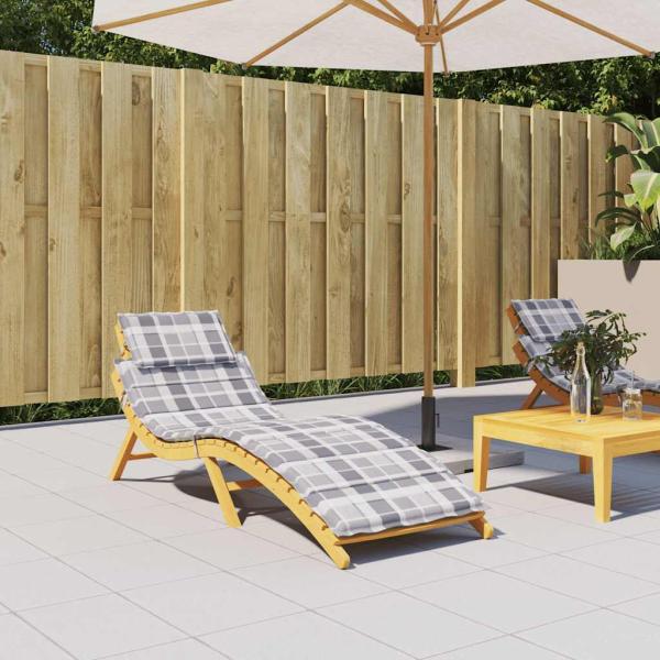 ARDEBO.de - Sonnenliegen-Auflage Grau Karomuster 186x58x4 cm Oxford-Gewebe
