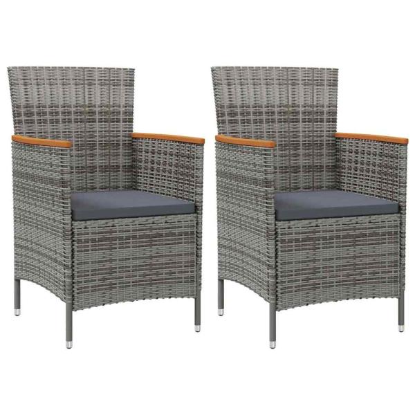 ARDEBO.de - Garten-Essstühle 2 Stk. Poly Rattan Grau