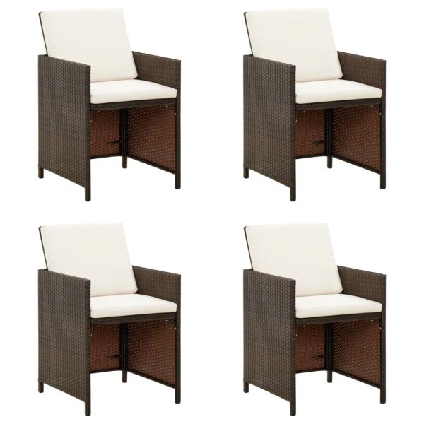 ARDEBO.de - Gartenstühle mit Kissen 4 Stk. Poly Rattan Braun