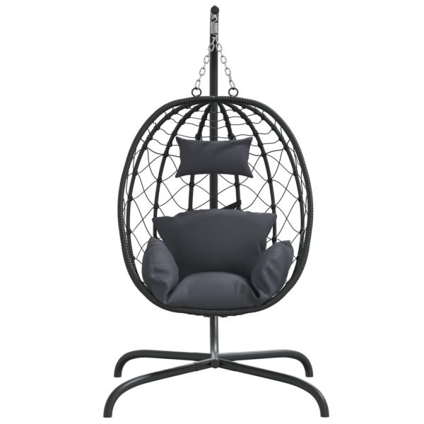 Hängesessel mit Kissen Anthrazit Poly Rattan & Stahl