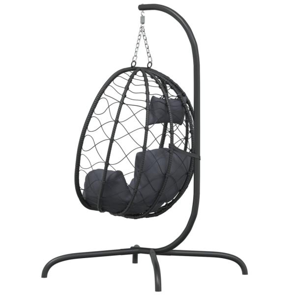 Hängesessel mit Kissen Anthrazit Poly Rattan & Stahl