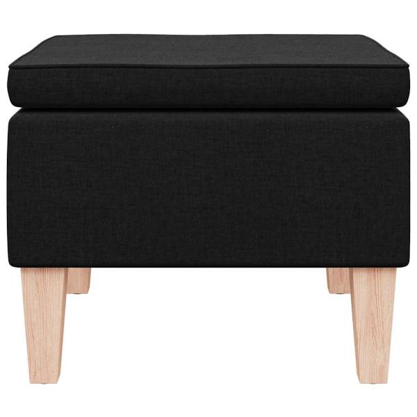 Hocker mit Holzbeinen Schwarz Stoff