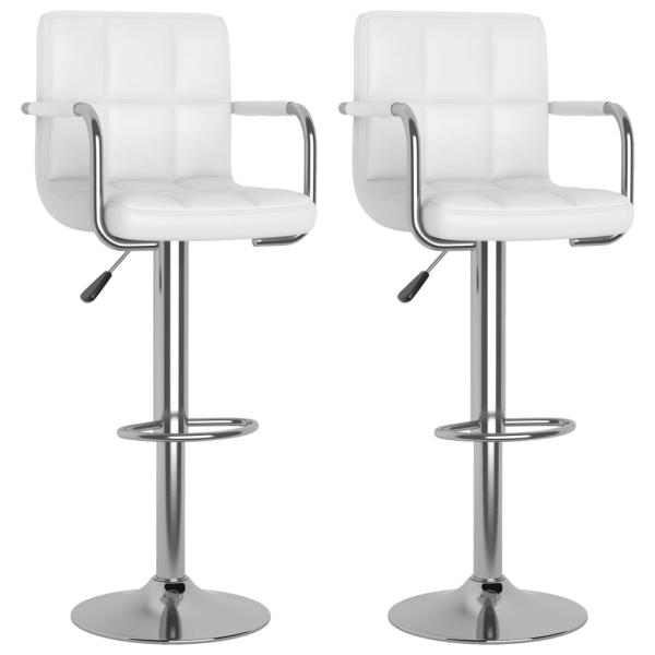Barhocker 2 Stk. Weiß Kunstleder