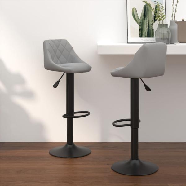 ARDEBO.de - Barhocker 2 Stk. Hellgrau Samt