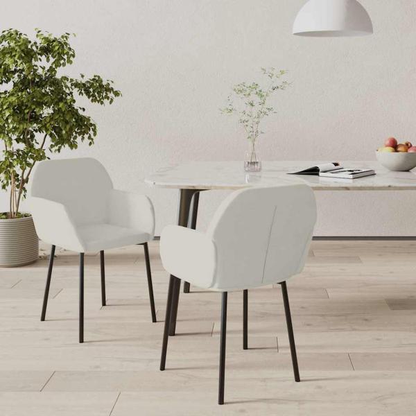 ARDEBO.de - Esszimmerstühle 2 Stk. Creme Samt