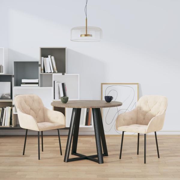 ARDEBO.de - Esszimmerstühle 2 Stk. Creme Samt