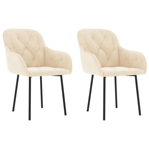 Esszimmerstühle 2 Stk. Creme Samt