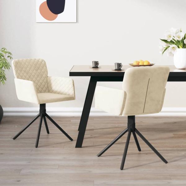 ARDEBO.de - Esszimmerstühle 2 Stk. Drehbar Creme Samt