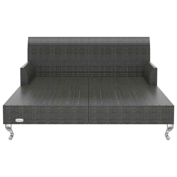 2-Personen-Sonnenliege mit Auflagen Poly Rattan Schwarz