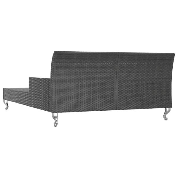 2-Personen-Sonnenliege mit Auflagen Poly Rattan Schwarz