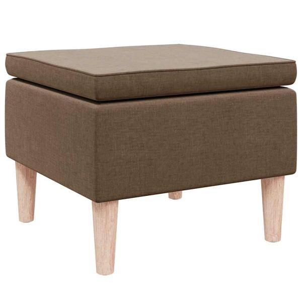 Hocker mit Holzbeinen Braun Stoff