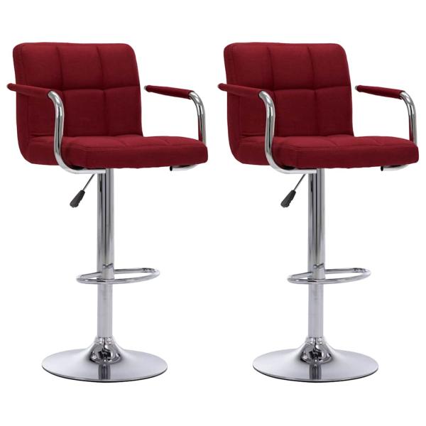 ARDEBO.de - Barhocker 2 Stk. Weinrot Stoff