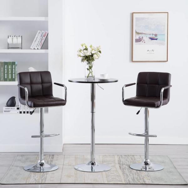 ARDEBO.de - Barhocker 2 Stk. Braun Kunstleder