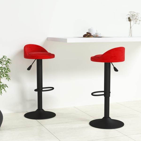 ARDEBO.de - Barhocker 2 Stk. Weinrot Samt