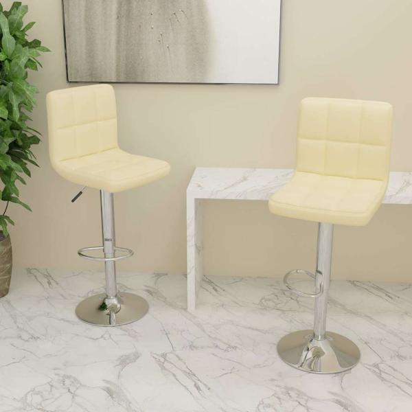 ARDEBO.de - Barhocker 2 Stk. Creme Stoff