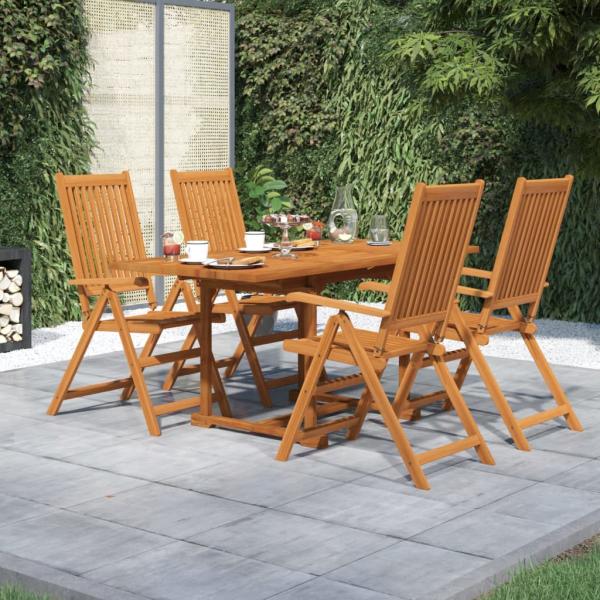 ARDEBO.de - 5-tlg. Garten-Essgruppe Massivholz Akazie 120-170 cm