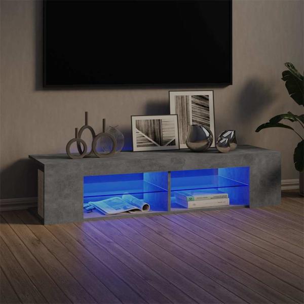 ARDEBO.de - TV-Schrank mit LED-Leuchten Betongrau 135x39x30 cm