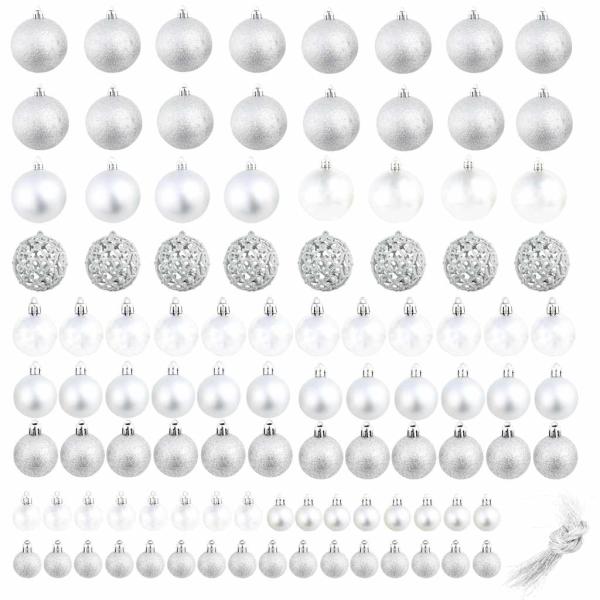 100-tlg. Weihnachtskugel-Set 3/4/6 cm Silbern