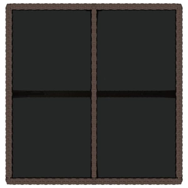 Gartentisch Braun 109x107x74 cm Poly Rattan und Glas