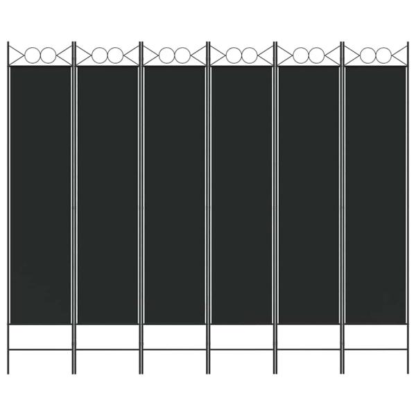 6-tlg. Paravent Schwarz 240x200 cm Stoff