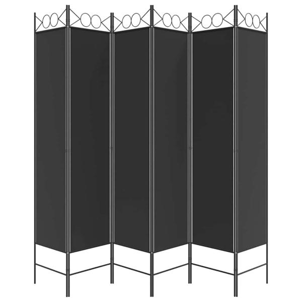 6-tlg. Paravent Schwarz 240x200 cm Stoff