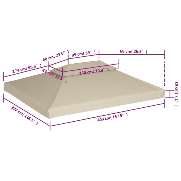 Pavillon-Dachplane Ersatzdach 310 g/m² Beige 3×4 m
