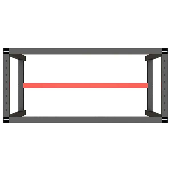 Werkbankgestell Mattschwarz und Mattrot 110x50x79 cm Metall