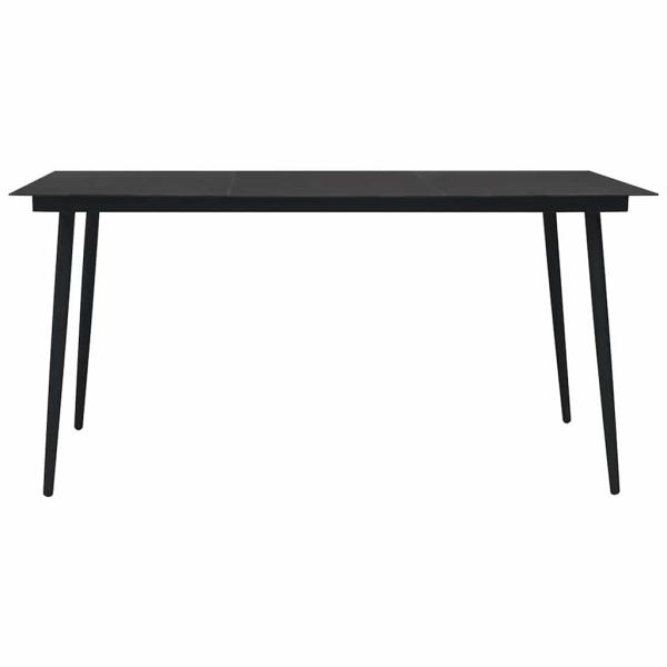 Garten-Esstisch Schwarz 150x80x74 cm Stahl und Glas