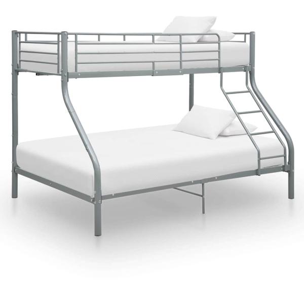 ARDEBO.de - Etagenbettgestell Grau Metall 140x200 cm/90x200 cm