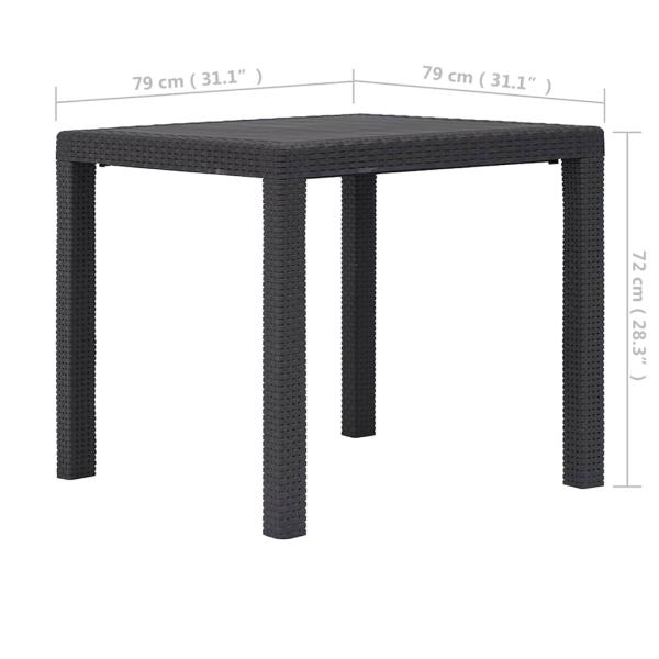 Gartentisch Braun 79x79x72 cm Kunststoff Rattan-Optik