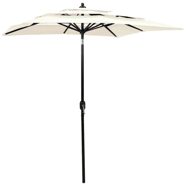 ARDEBO.de - Sonnenschirm mit Aluminium-Mast 3-lagig Sandfarben 2x2 m