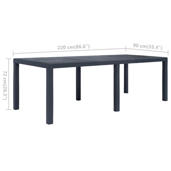 Gartentisch Anthrazit 220x90x72 cm Kunststoff Rattan-Optik