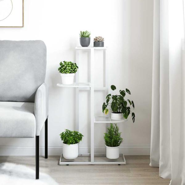 Blumenständer 4-Etagen 43x22x76 cm Weiß Metall