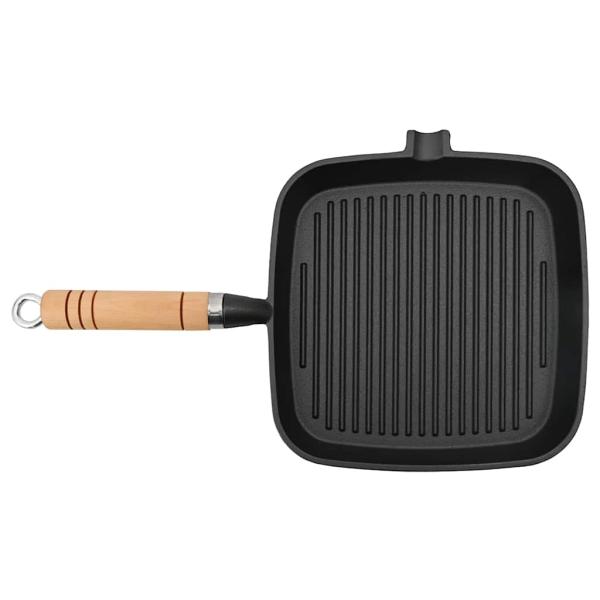 Grillpfanne mit Holzgriff Gusseisen 20 x 20 cm