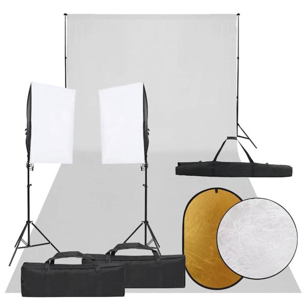 ARDEBO.de - Fotostudio-Set mit Beleuchtung, Hintergrund und Reflektor