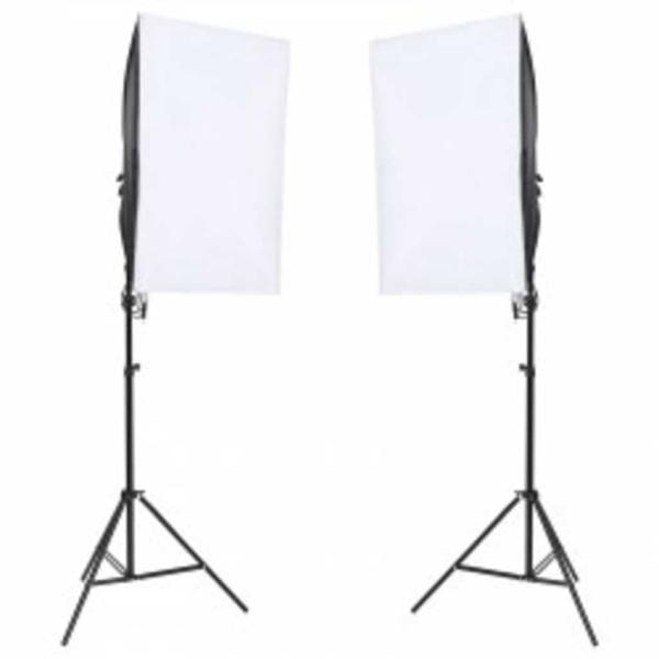 Fotostudio-Set mit Beleuchtung, Hintergrund und Reflektor