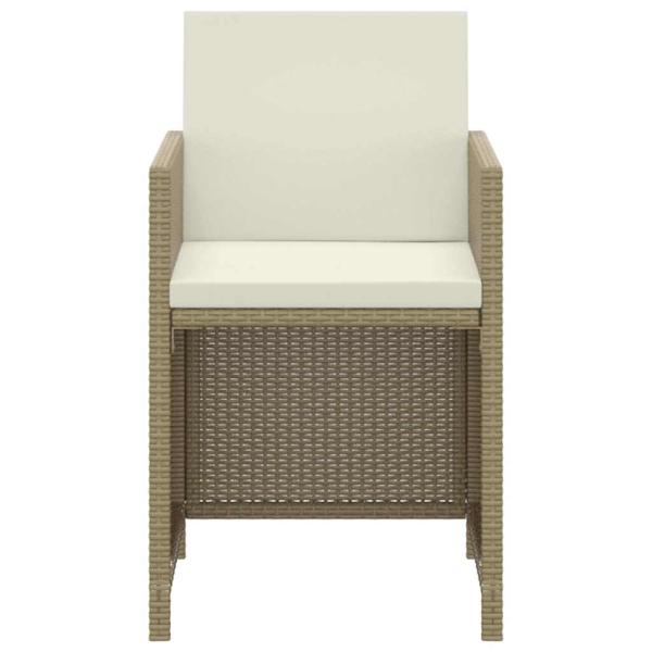 3-tlg. Garten-Essgruppe mit Kissen Poly Rattan Beige