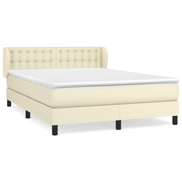 Boxspringbett mit Matratze Creme 140x200 cm Kunstleder