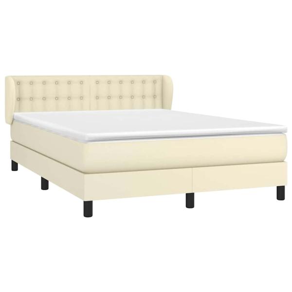 Boxspringbett mit Matratze Creme 140x200 cm Kunstleder